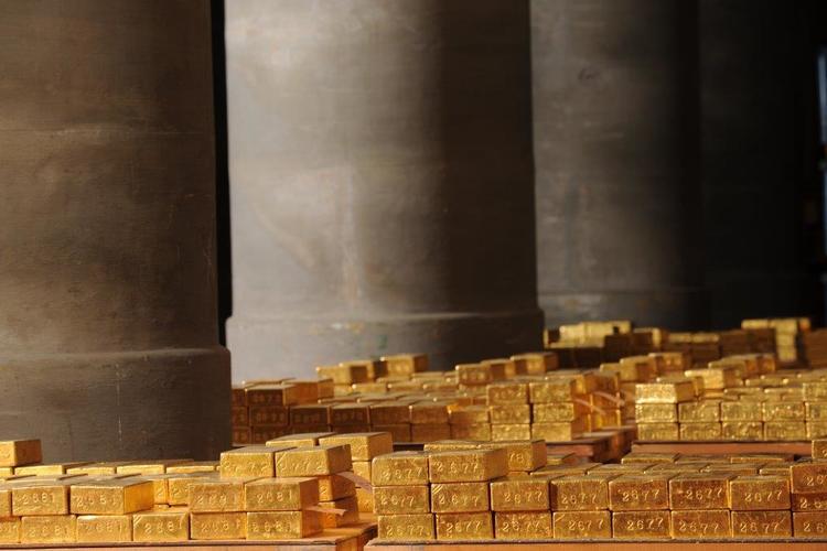 US Assay Office gold bars at the Banque de France gold vaults in Paris