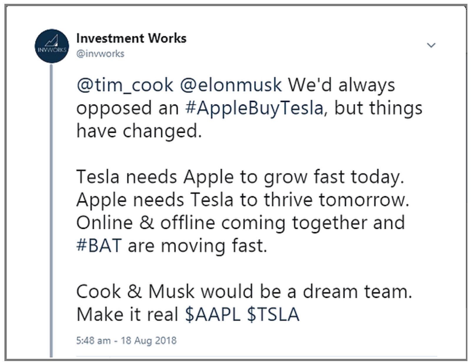 The Time Has Come For Apple To Buy Tesla